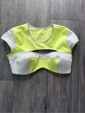 Victoria's Secret Neon Yellow & White Gray Cutout Swim Crop Top
